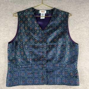 Talbots Blue and Purple Patterned Vest